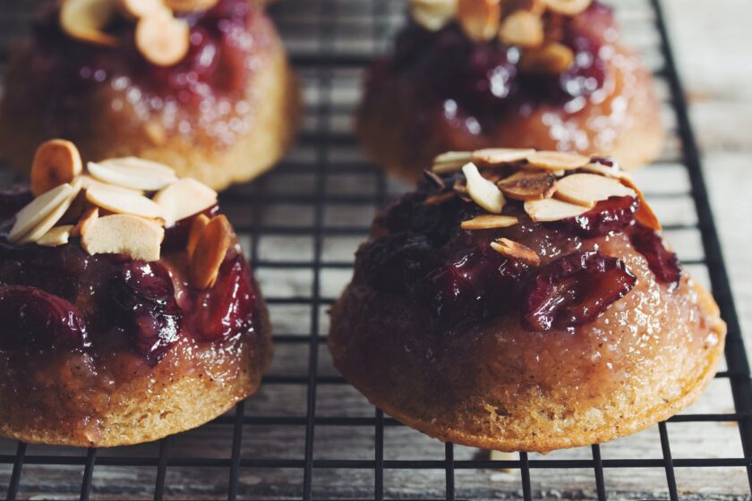upside down cherry vanilla almond cakes_hot for food