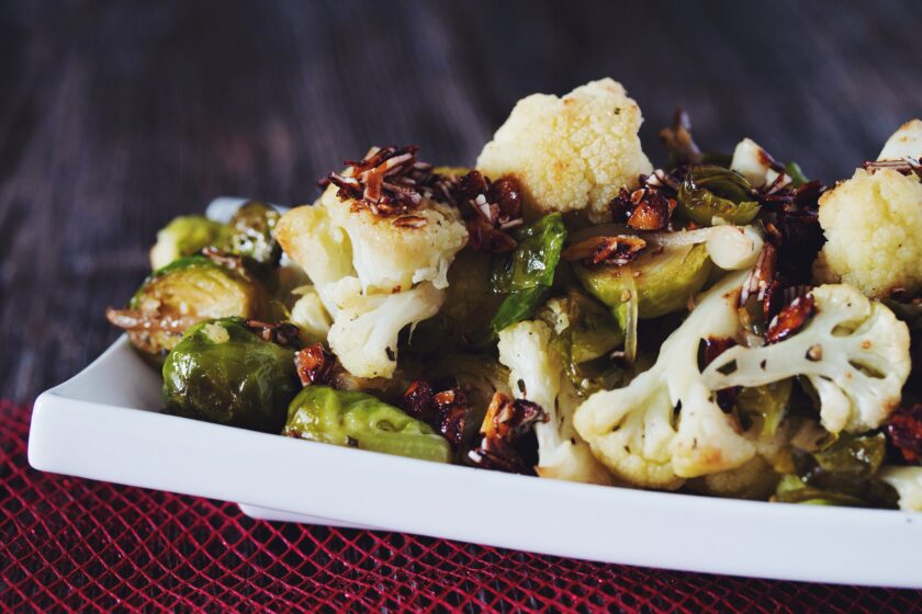 roasted brussels & cauliflower vegan