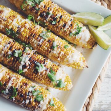 grilled corn on the cob with coconut lime cream_hot for food