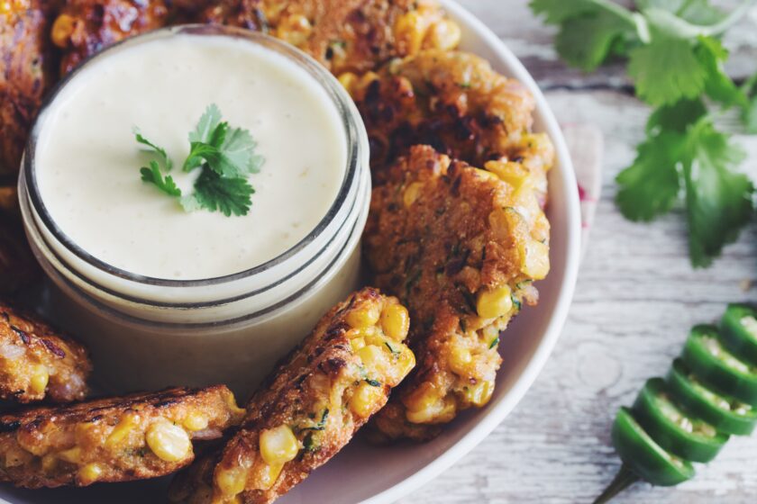 corn zucchini fritters with jalapeno cream hot for food original recipe
