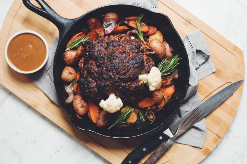 whole roasted cauliflower skillet vegan