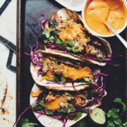 roasted poblano & jackfruit tacos with adobo cream sauce_hot for food