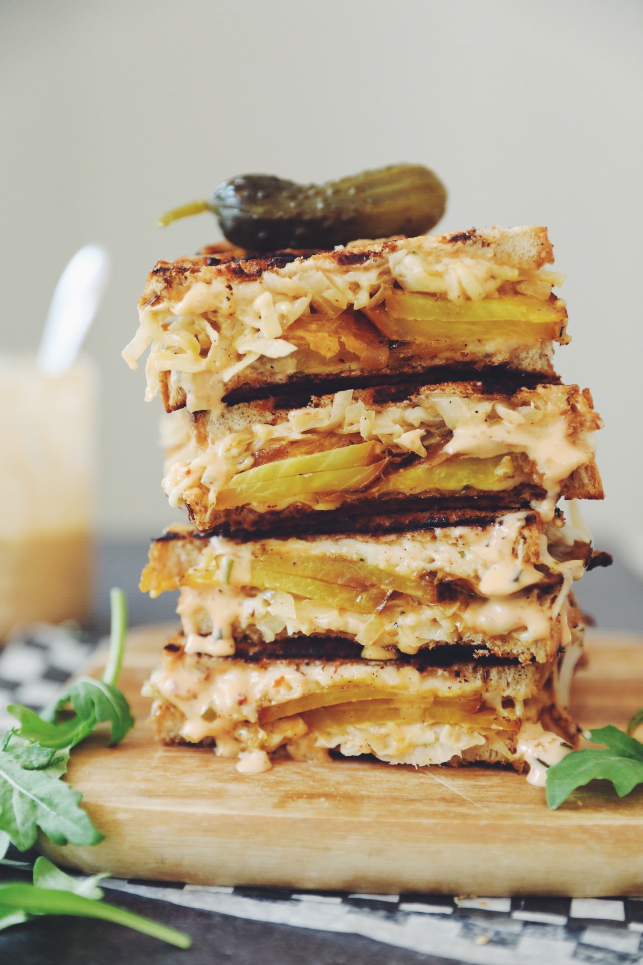 golden beet pastrami reuben style sandwiches_hot for food