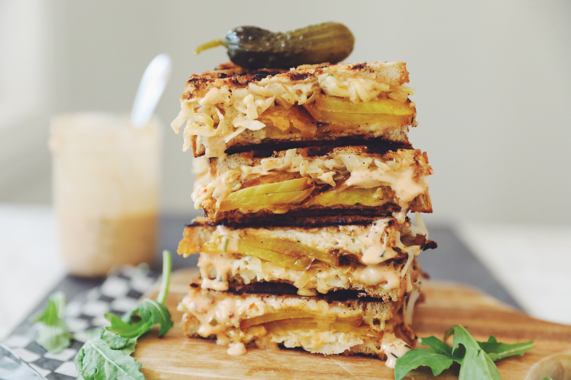 golden beet pastrami reuben style sandwiches_hot for food