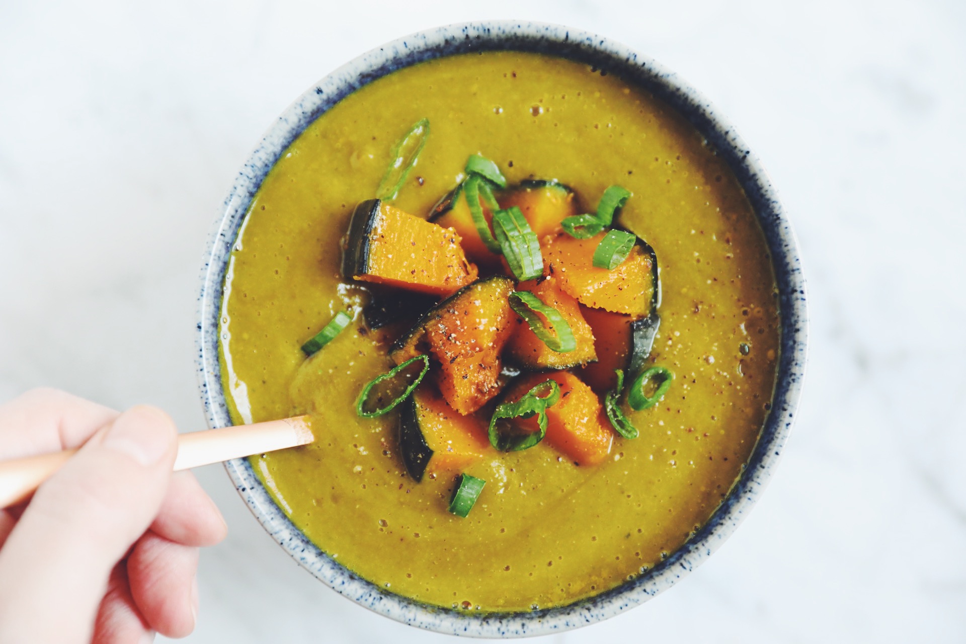 creamy vegan kabocha squash soup_hot for food