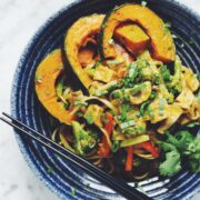 thai curry noodles & tofu_hot for food