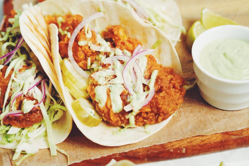 vegan nashville hot chicken taco_hot for food