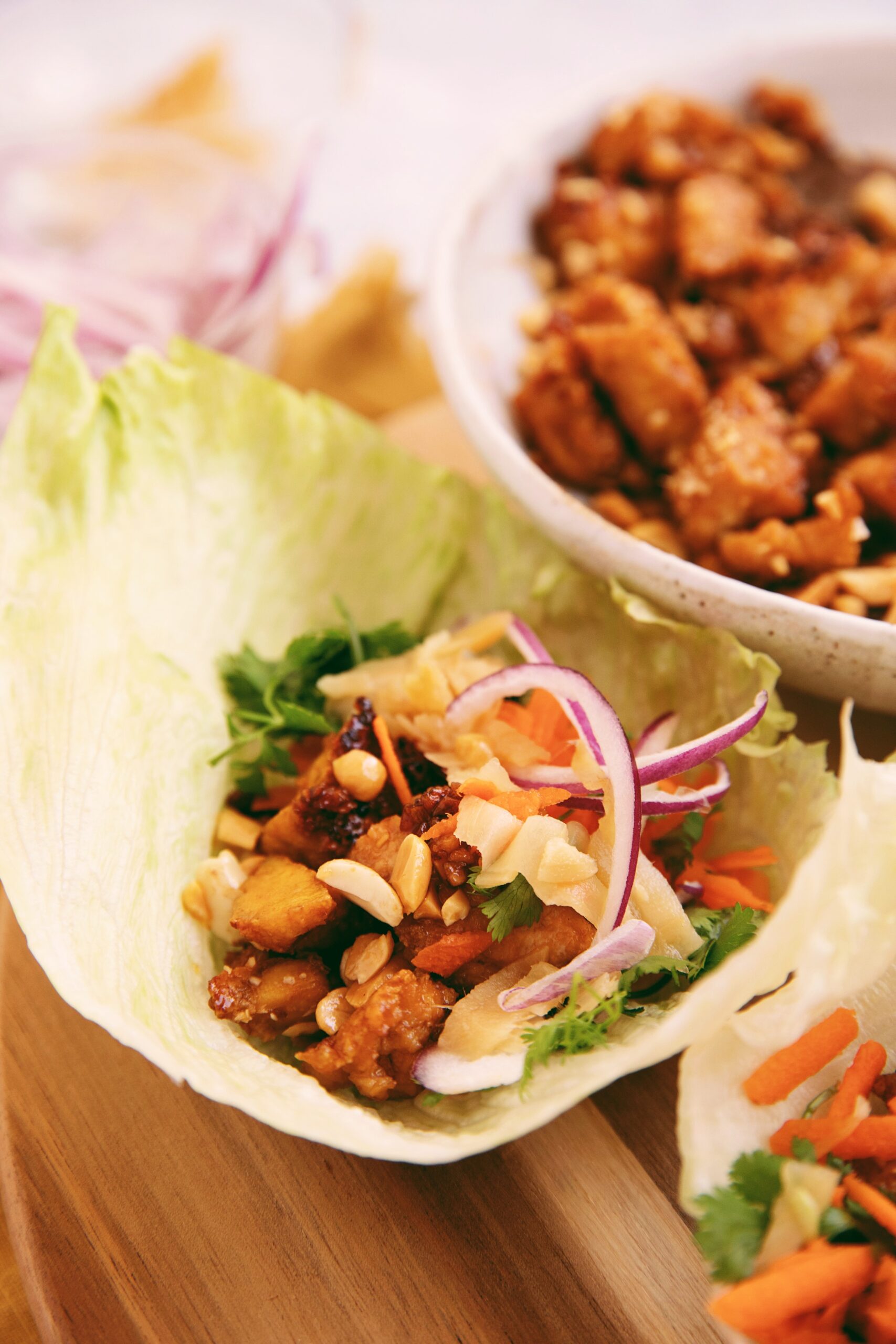 sweet soy tofu lettuce wrap